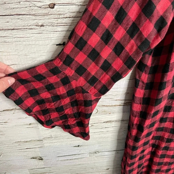 Cloth and stone black red plaid dress size  small - Picture 12 of 12